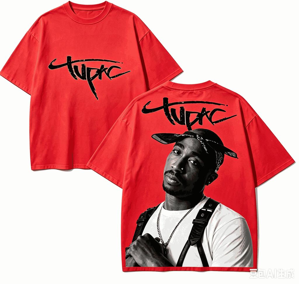 Tupac Shakur für Fan-Geschenk T-Shirt Herren Damen Harajuku Oversized Unisex Kurzarm Streetwear Hohe Qualität Klassisch Weich Y2k Ins