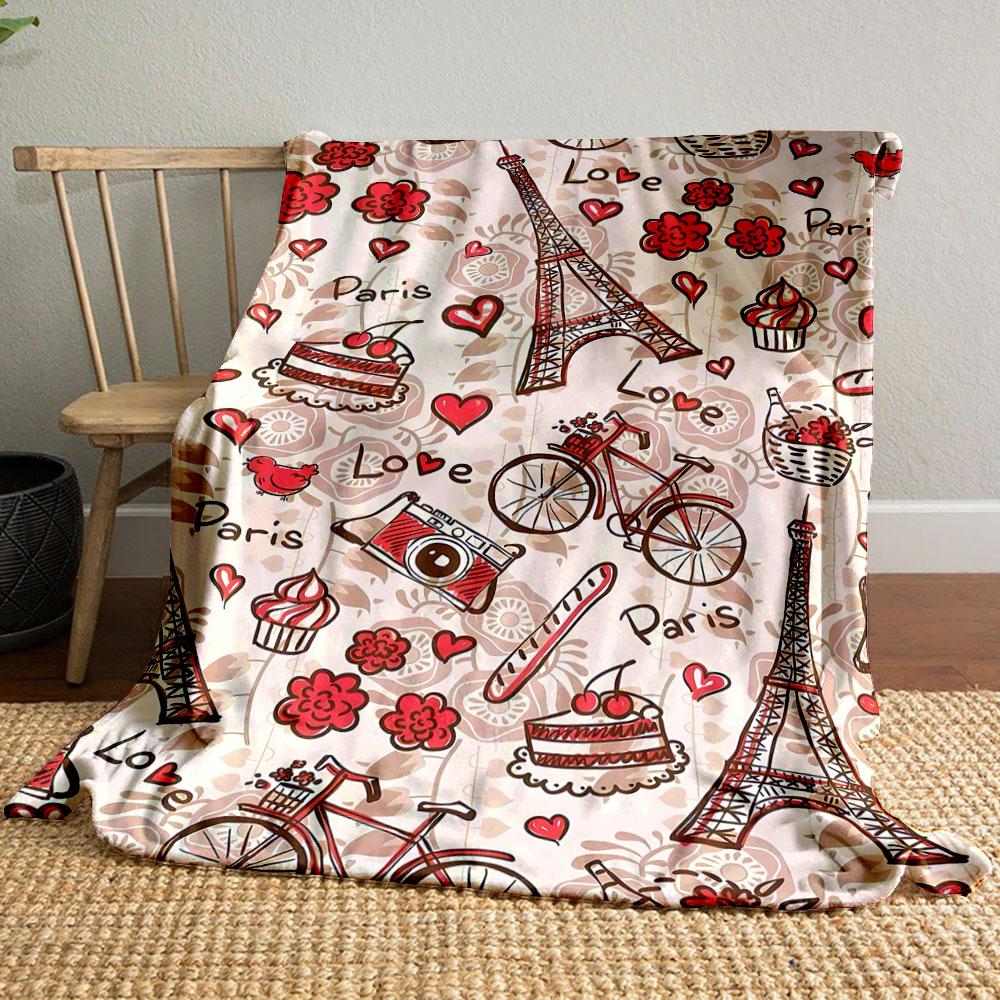 

Eiffel Tower Love Paris Blanket bedroom Blanket for Livingroom Couch lunch break Soft throw for Friend s festival Gift 80cm x 120cm