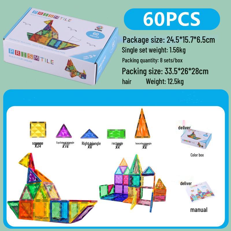 

Магнитные оконные плитки Prism Color: Развивающий конструктор для детей - DIY пазлы для мальчиков и девочек в подарок.