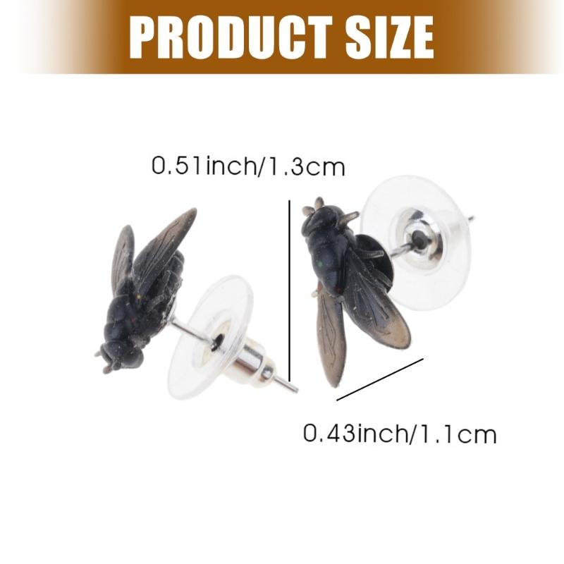 1 Pair Realistic Fly Studs Earrings Ear Jewelry for Women Hilarious Prank and Halloween Party Abstract Jewelry Gifts