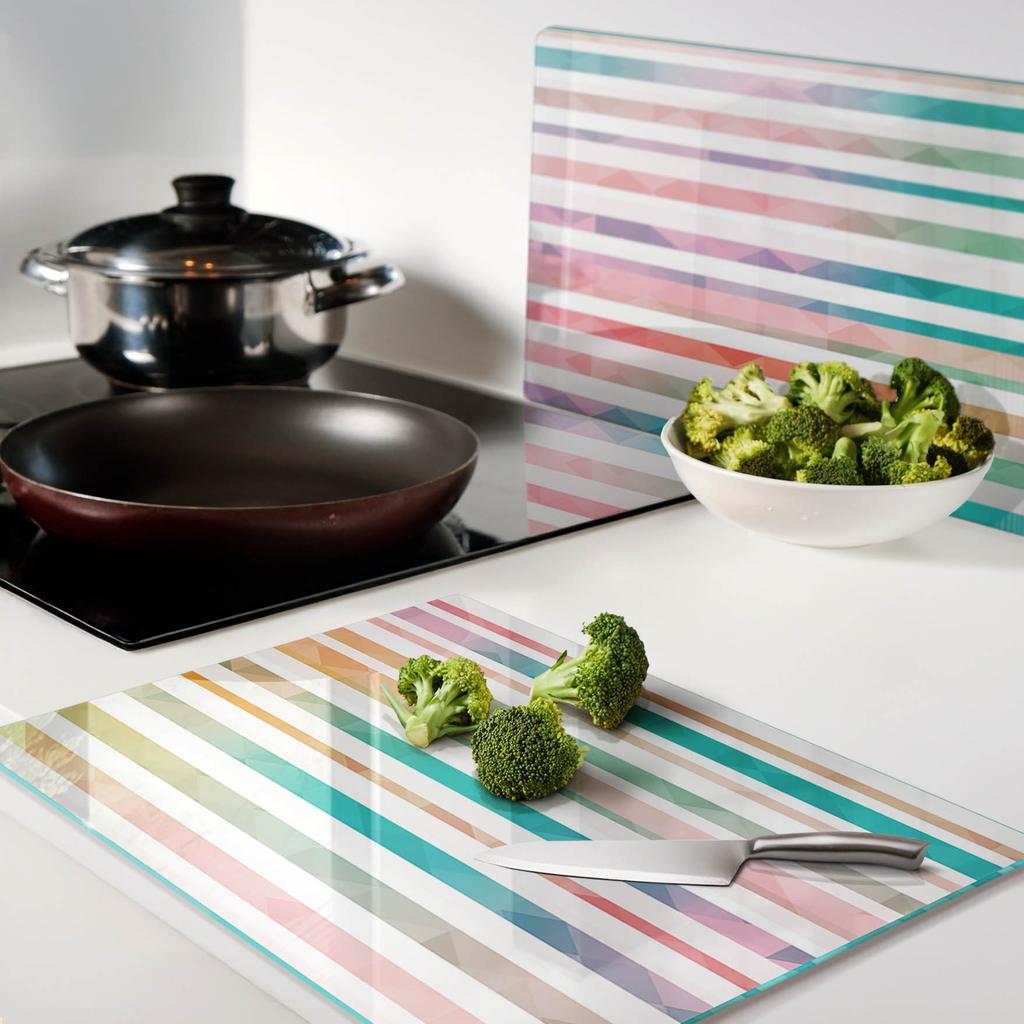 Kitchen Multifunctional Decorative Boards Tempered Glass Rainbow 2x40x52 Cm