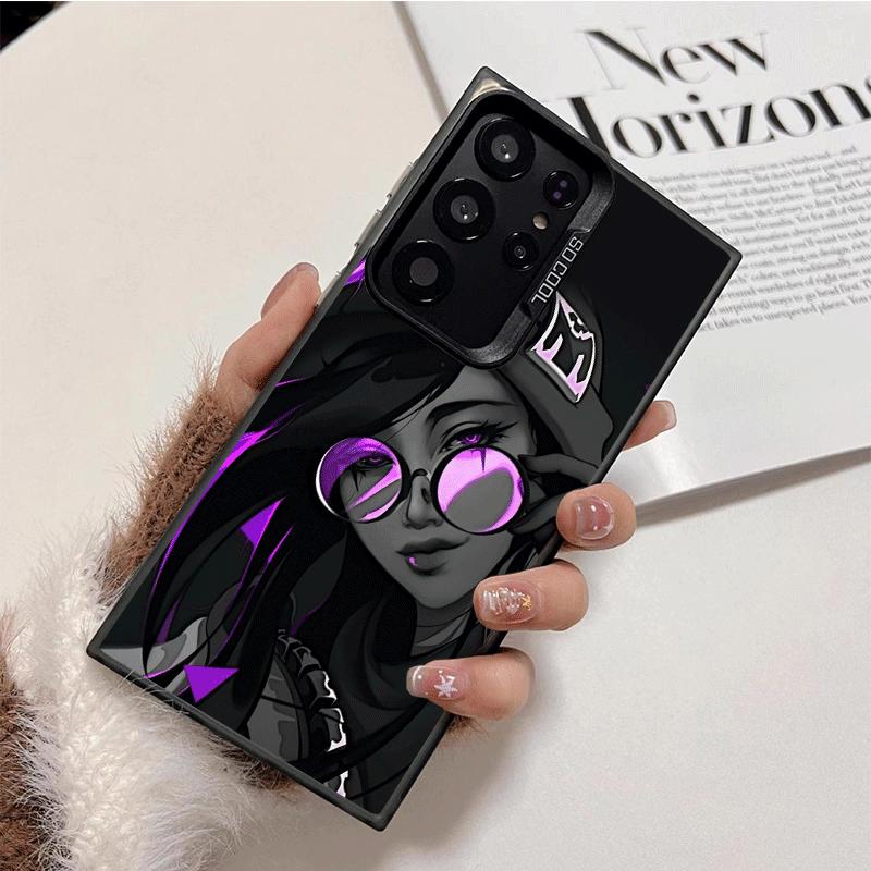 V-Valorant Game Black Cool Soft Phone Case for Samsung Galaxy S24 S25 FE S26 Edge S23 Ultra S22 Plus S21 + Shockproof Cover Back