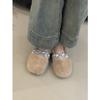 Soft-soled Loafers Women's 2025 Autumn and Winter Velvet Khaki Fluffy Shoes Wear a Pedal Fairy Mink Beanie Shoes
