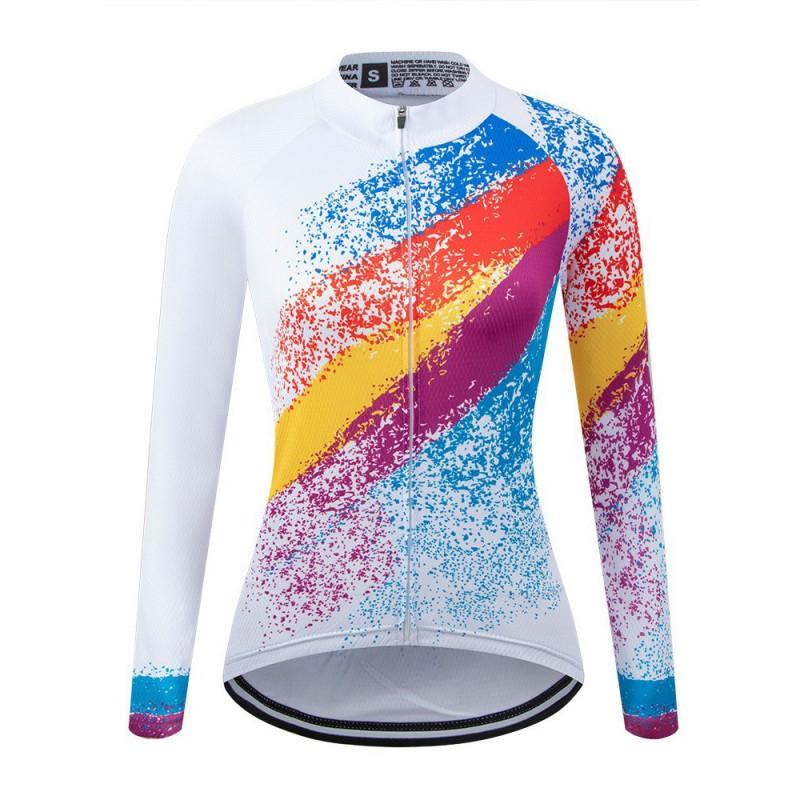 Womens Long Sleeve Cycling Jersey Breathable Quick Dry Mountain Road Bike Top
