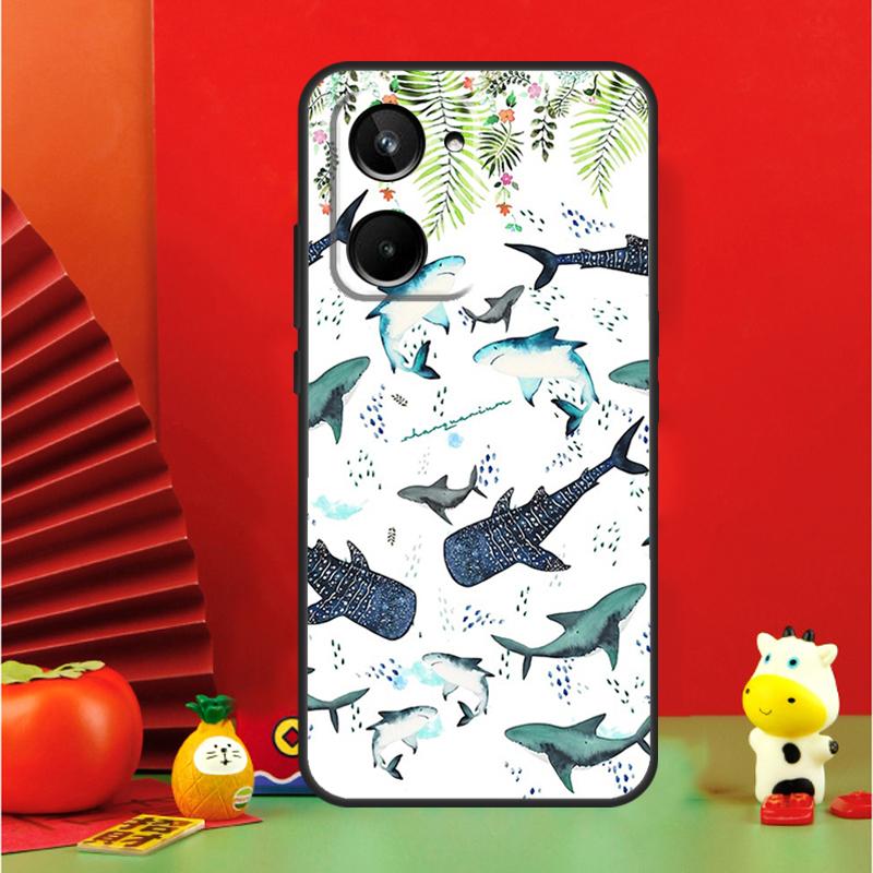 Cartoon Shark For Realme GT6 GT7 15 Pro 10 11 12 13 14 Pro Plus C65 C67 C63 C61 C55 C51 C53 C35 C75 Case