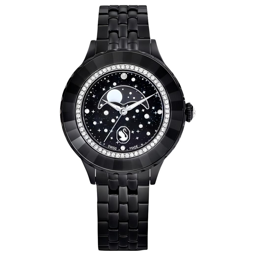 

Swarovski Watch Quartz Movement Stainless Steel Strap 37Mm Black Dial Waterproof 50M Fashion Style Women watches Silver 5677497 Black Dial