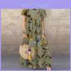 Summer Dress For Women With Cotton Linen Fabric Floral Print Aline Long Dress For Casual Daywear
