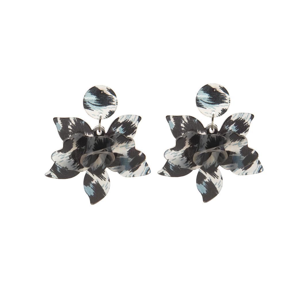 Leopard Print Acrylic Flower Stud Earrings Retro Exaggerated Temperament Earrings Fashion Light Luxury High Sense Earrings