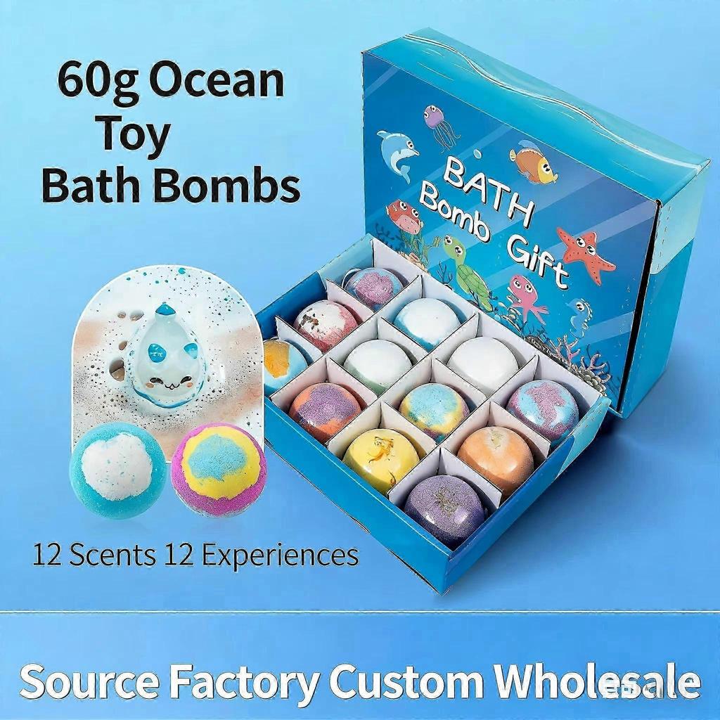 Kinder Badeball Explosionsspielzeug Badesalzball Set 70g*12 Badeblasen Badeball Geschenkbox