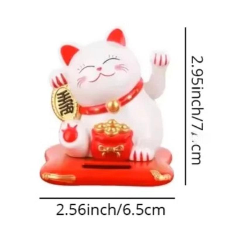 1 Фигурка Манеки-неко на солнечной батарее, Подходит для дома, офиса, Милая атмосфера, Пластик, Машущая, Креативная, Открытие, Автомобиль