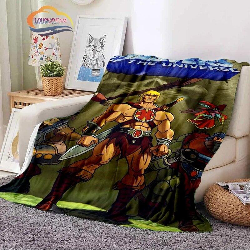Science fiction adventure cartoon Masters of the Universe Cashmere Blanket 3D Printed He-Man Cartoon Flannel Bedspread camping