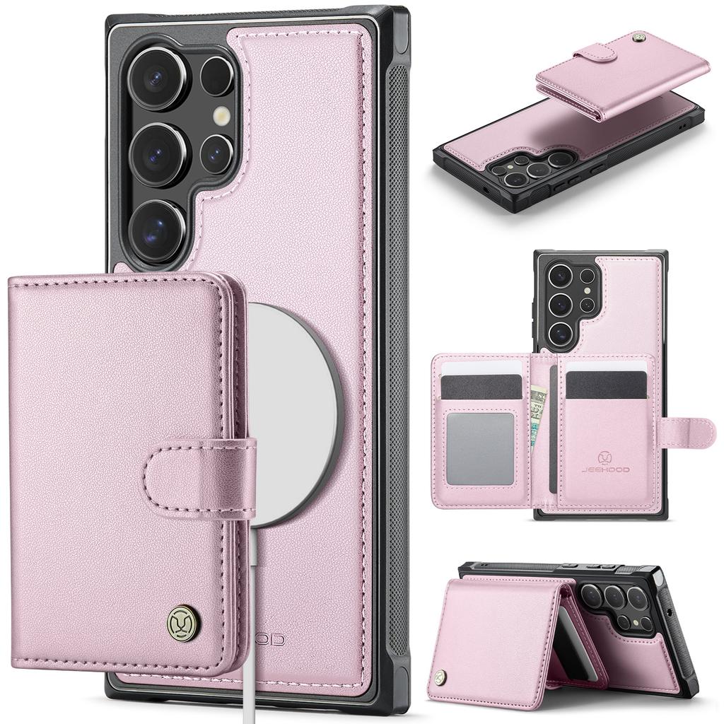 For Samsung Galaxy S23 Ultra Case JEEHOOD J09 RFID Blocking Card Holder Leather Back Phone Cover Magnetic Case