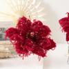 Neue 22cm Weinrot Künstliche Weihnachtssternblume Glitzer Funkelnde Weihnachten Glitzer Blume Pailletten Pailletten Blume Heimdekoration
