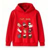 Kids Boys Girls Christmas Cat Cartoon Print Hoodie, Casual Long Sleeve Pullover Sweatshirt for Holiday Daily Wear