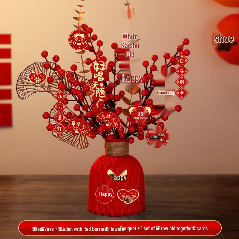 Bridal Wedding Gift Potted Plant Ornament for Living Room or Engagement Banquet Decor