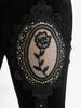 Rosegal Gothic Rose Blume Mesh Applikation Nieten Spitze Besatz Quaste Samt Schlaghose
