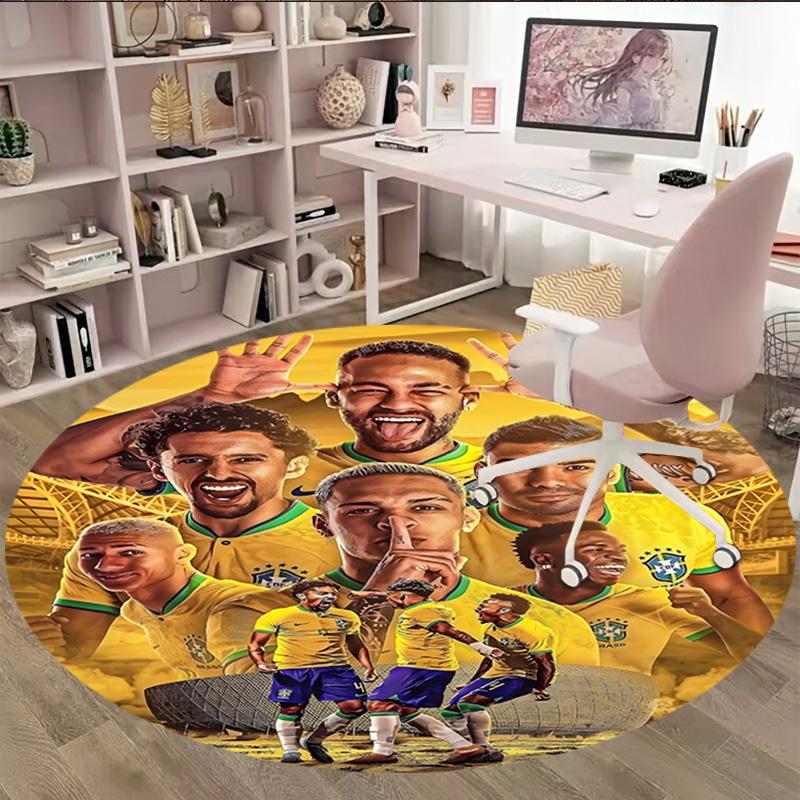 1pc Neymar17 Carpet, Round Rug, Comfortable, Suitable for Entryways, Living Rooms, Office, And Bedrooms, Christmas Decoration