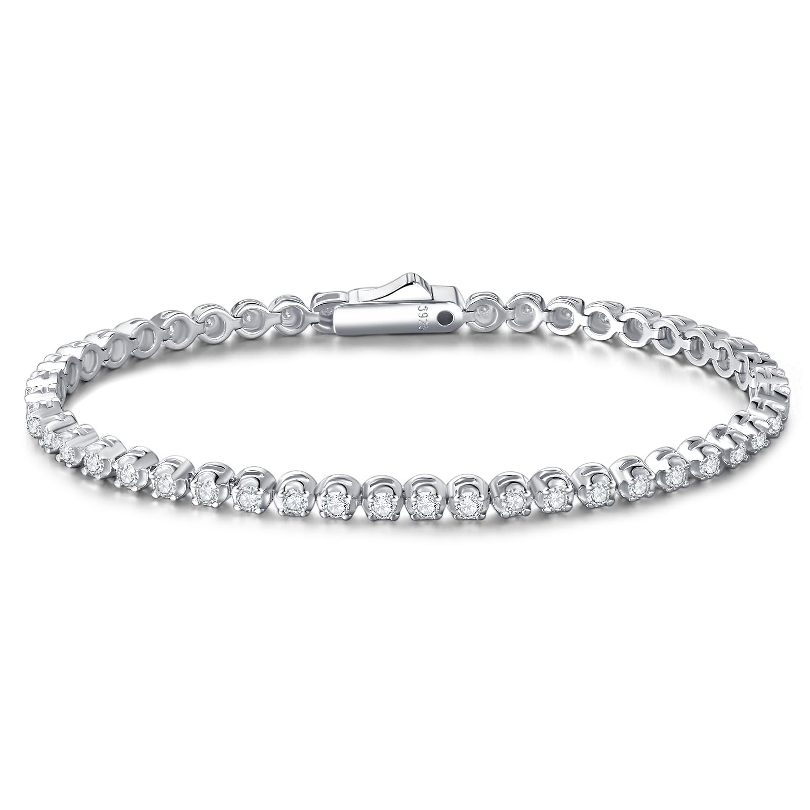 

FANCIME Tennis Bracelet for Men and 48 Moissanite Round Sterling Brand or any other Women, 17cm, 2.8mm Wide, Stones, Cut, Silver, Unisex, Name, Gift,