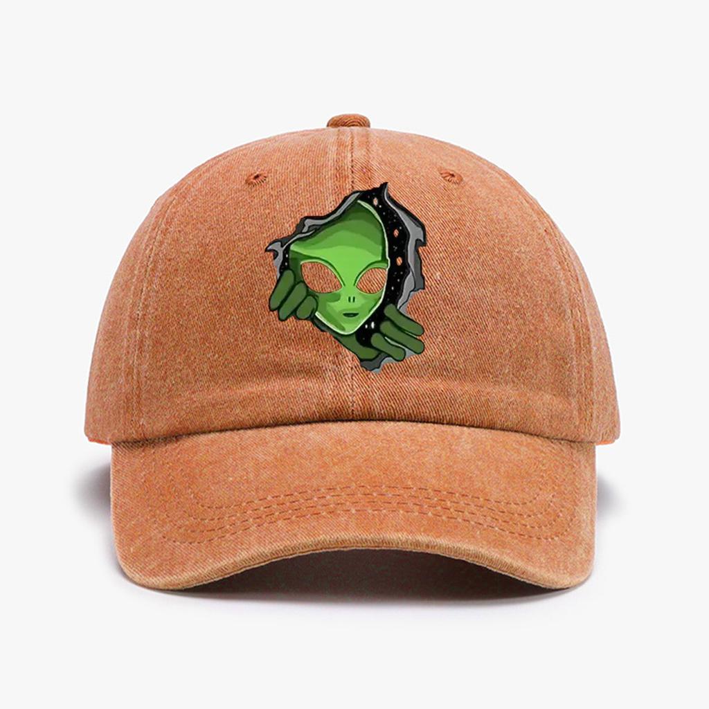 1 Pc "This Is  Alien"Printed Baseball Cap  Retro Washed Distressed Sun Hat Outdoor Fashion Accessory Hat for Men & Women