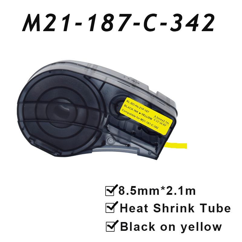 

М21-187-С-342 8,5ммx2,1м(0,33 x6,89 ) Самоклеящаяся термоусадочная этикетка, совместимая с принтером BRADY BMP21 PLUS