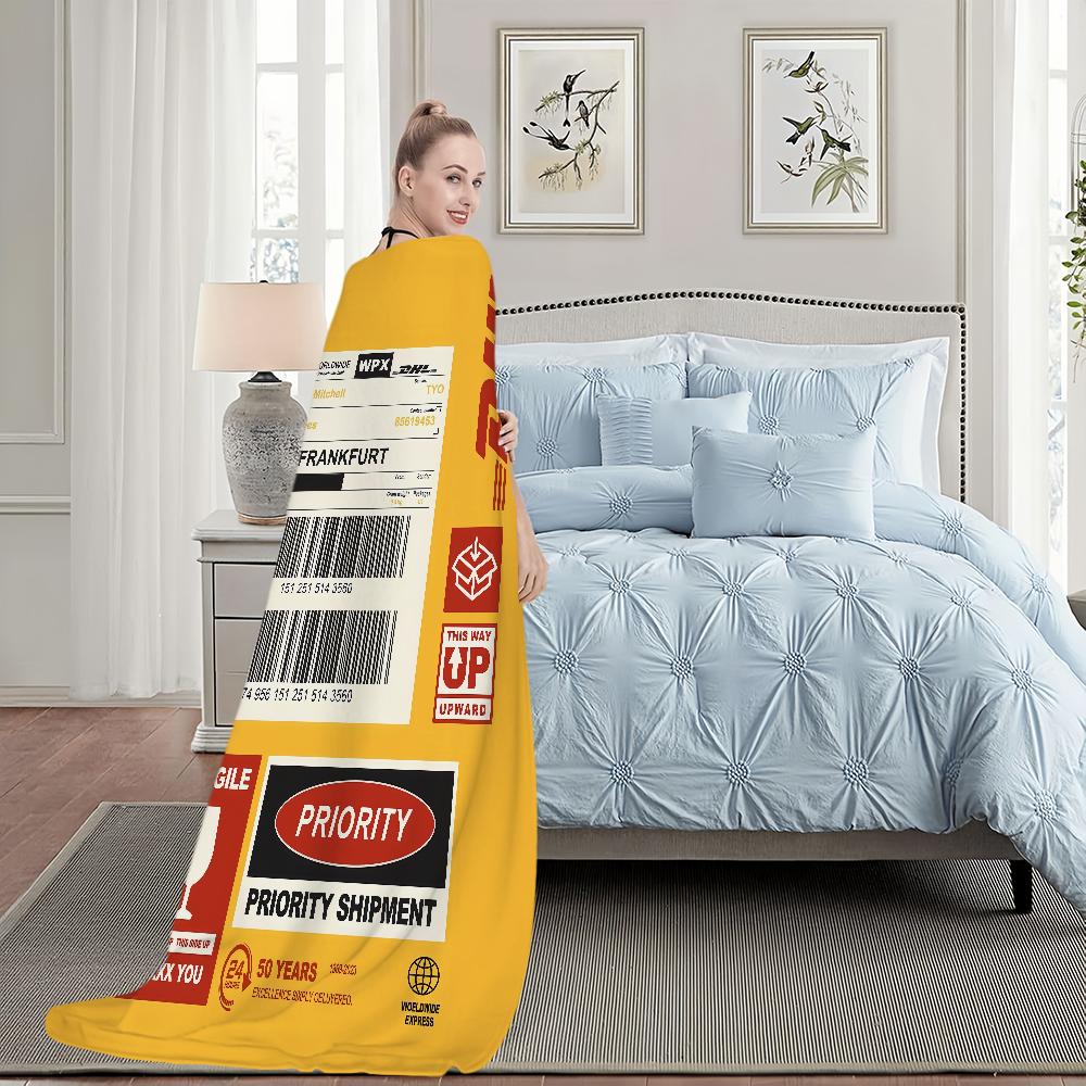 Fashion Logo D-DHL-S Cool Blanket Plush Nap Sofa rug for Living Room Warm Office Bedroom Birthday Home Travel Kid Gifts