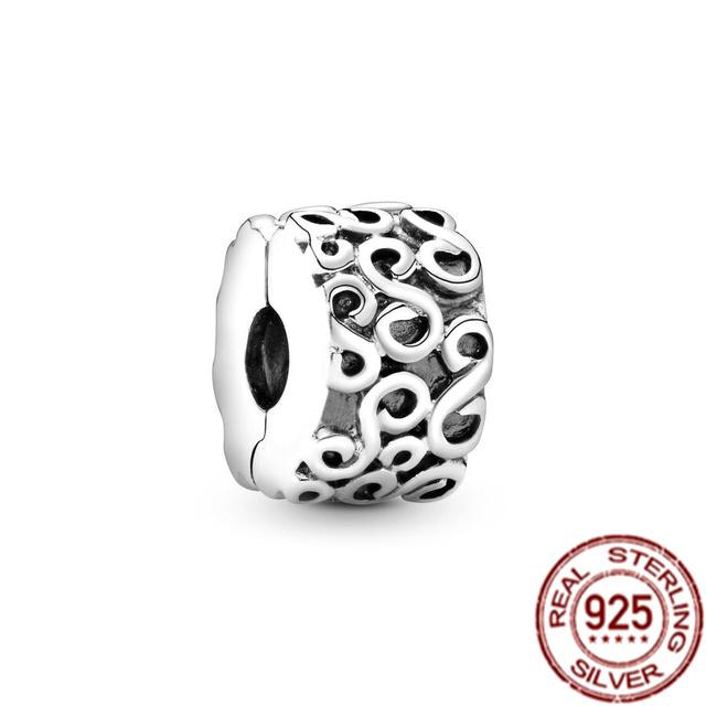 Bande de cœurs et pavé d'étoiles de mer, breloque à Clip en argent Sterling 925, perle adaptée au Bracelet de mode Original, bijoux fins, cadeau à faire soi-même
