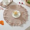 Round Blue Yellow Gingham Placemats Red Grid Checkered Placemats With Ruffle Picnic Party Supplies Buffalo Plaid Table Mat