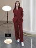 Women's Plus Size Casual Suit: Age-Reducing Loose Jacket with Spring/Autumn Wide-Leg Pants Two-Piece Set