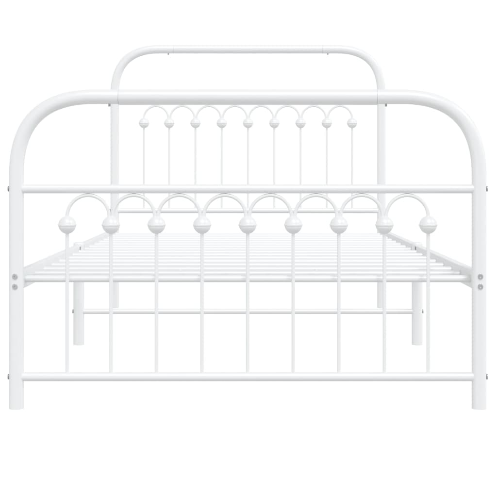 Metal Bed Frame with Headboard and Footboard White 100 x 190 cm