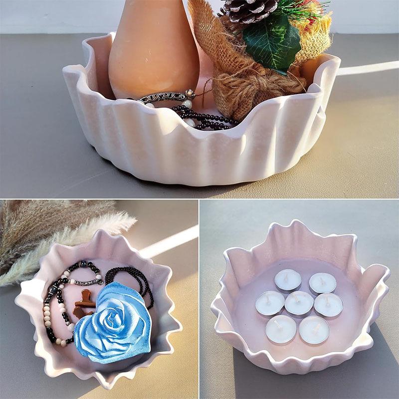 Lace Round Fruit Plate Silicone Mold DIY Epoxy Resin Large Storage Bowl Tray Container Creative Ornament Tray Mould