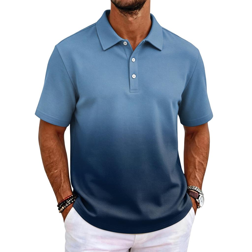 Men Short Sleeve Polo Shirt Classic Fit Lightweight Breathable Fabric Business Casual Solid Basic Collar Top