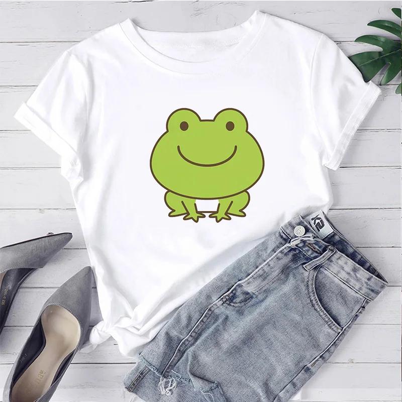 Womens Tshirt Hip Hop Street Wear Harajuku Short Sleeve Tshirt Cute Frog Printed Tshirt Summer Top