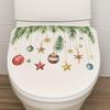 1pc Christmas Festive Toilet Lid Decal with Pine Garland, Berries, and Baubles, Self-Adhesive Christmas Decoration Sticker
