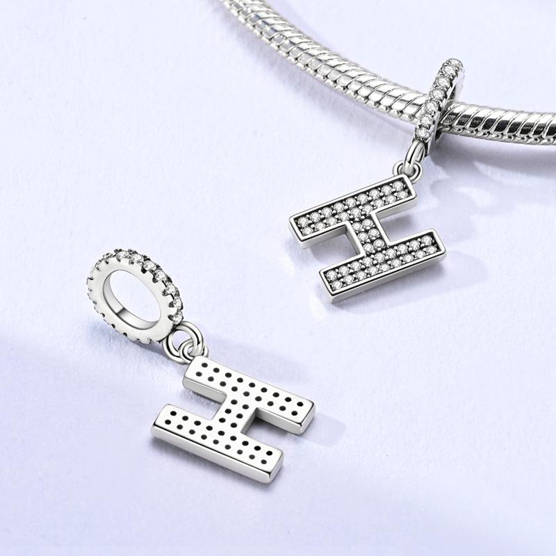 Copper Plated 26 Letters Alphabet Beads Pendant Fit Original Bangle Bracelets Charms Diy Jewelry Woman Gift