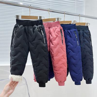 Children's Winter Solid Color Padded and Thickened Warm Pants Middle and Large Children Casual Comfortable Pants