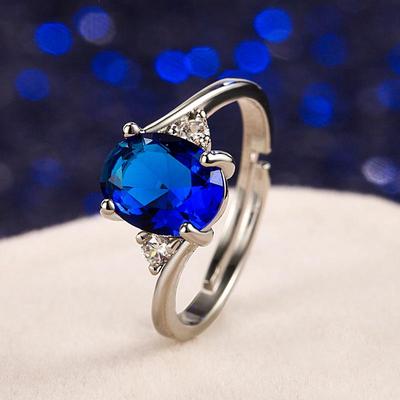Simplistic Zircon & Sapphire Ring for Women - Plated In S925 White Gold