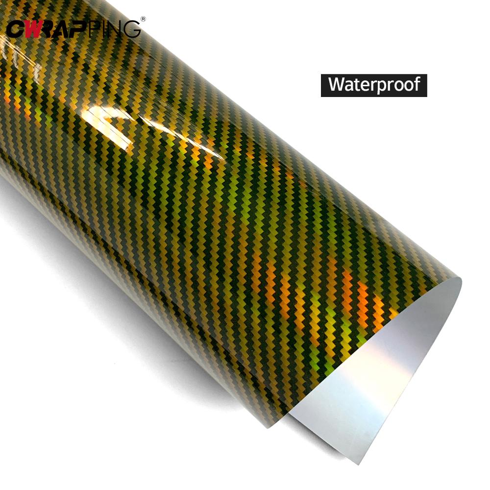 Laser Carbon Fiber Car Stickers Motorcycle Body Stickers Glossy Vinyl Wrap Films Air Release Bubble Free Decal Accessories