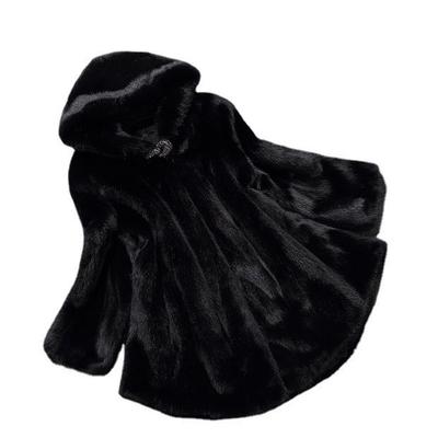 Large Size Autumn and Winter New Imitation Mink Leather Imitation Fur Women's Coat Long Hooded Light