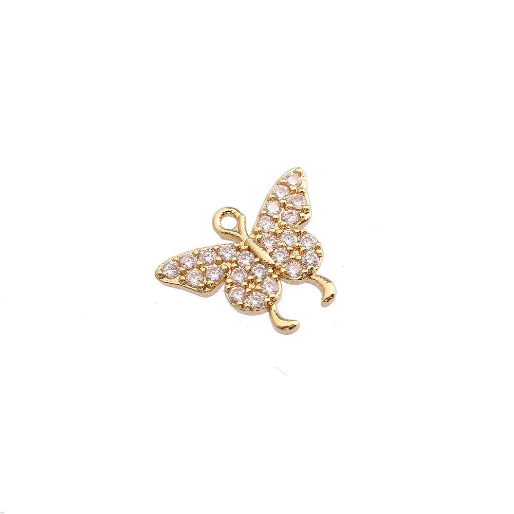 Full Diamond Single Hole Butterfly Pendant Diy Hairpin Bridal Headdress Accessories, Bracelet Necklace Pendant