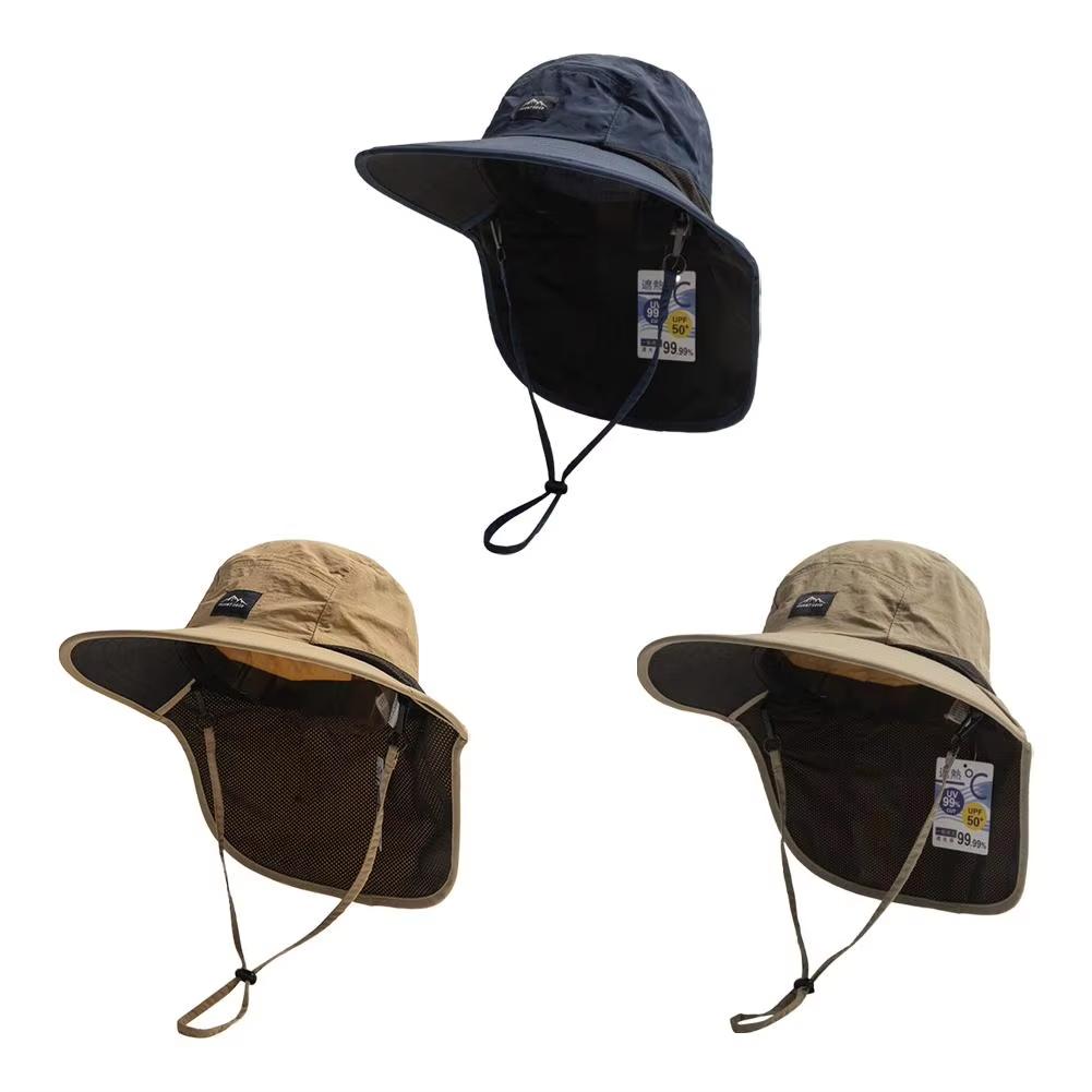 Summer UV Protection Hiking Hat Quick-drying Wide Brim Outdoor Visor Bucket Hats Mesh Breathable Sun Hat Outdoor Cycling Hat