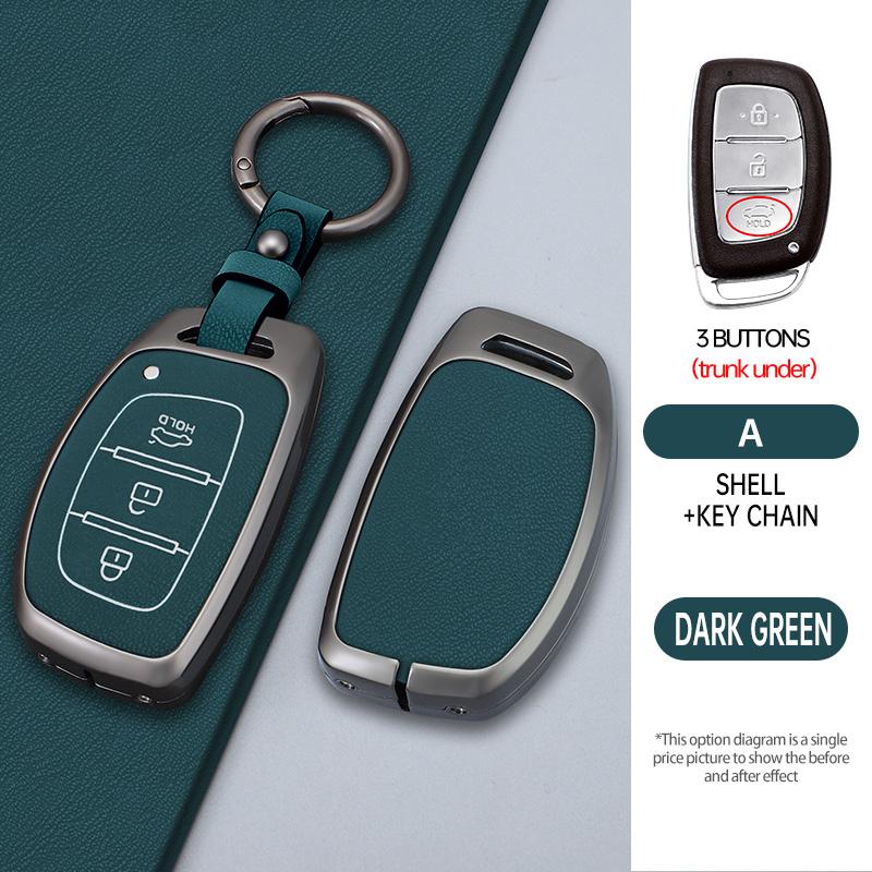Zinc Alloy Leather Car Key Case Cover Fob Holder for Hyundai Tucson Santa Fe Rena Sonata Elantra Creta Ix35 Ix45 I10 I30 I40