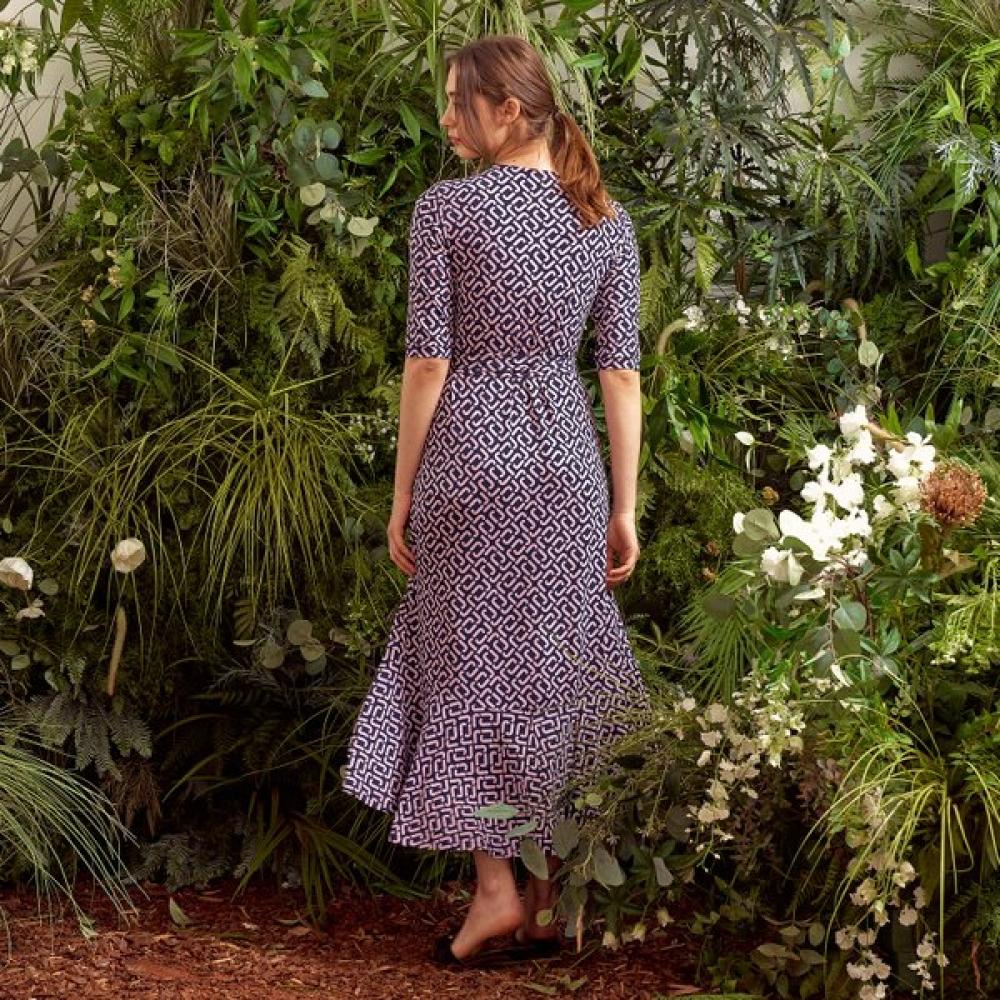 Lipbbam Creora Vivienne 3 4 Sleeve Frill Wrap Dress Ldm42lj01