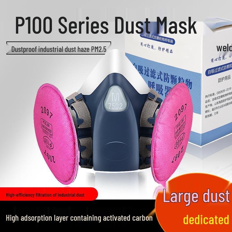 7502 Industrial Silicone Dust Mask with 2097 P100 Filter for Welders
