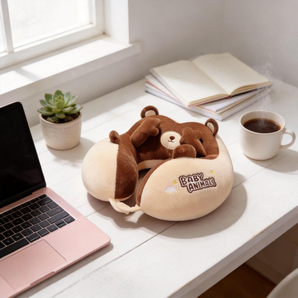 U Shaped Cartoon Airplane Neck Pillow Travel Head Rest For Office And Commuting