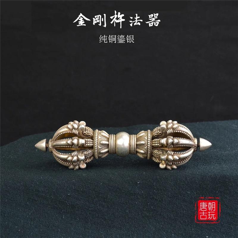 Antique bronze Buddha ware Jingang pestle with nine strands of pure copper and silver gilded Vajra pestle Collection Metal