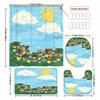 4pcs shower curtain set with 12 hooks - shower curtain, non-slip bath mat, toilet seat cover and U-shaped rug - machine
