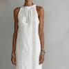 Neck Hanging Lace Splicing Dress Loose Fit Women's Summer Dress Long Skirt  Beach Wear