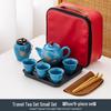 Portable Ceramic Kung Fu Tea Set with Red Leather Bag