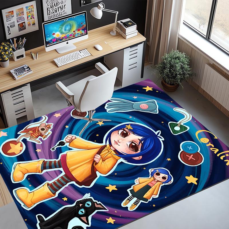 Coraline Pattern Rug, Indoor/Outdoor Mat, for Picnic, Gameroom, Bedroom, Office, Living Room, Home Decor Carpet, Birthday Gift