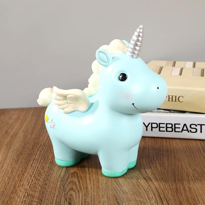 

Dreamy Unicorn Piggy Bank for Girls - Exclusive Birthday Gift & Desktop Savings Jar Small 18x17.5x7.5 cm синий